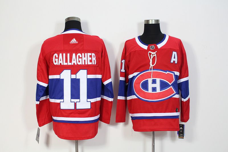 Men Montreal Canadiens #11 Gallagher Red Hockey Stitched Adidas NHL Jerseys